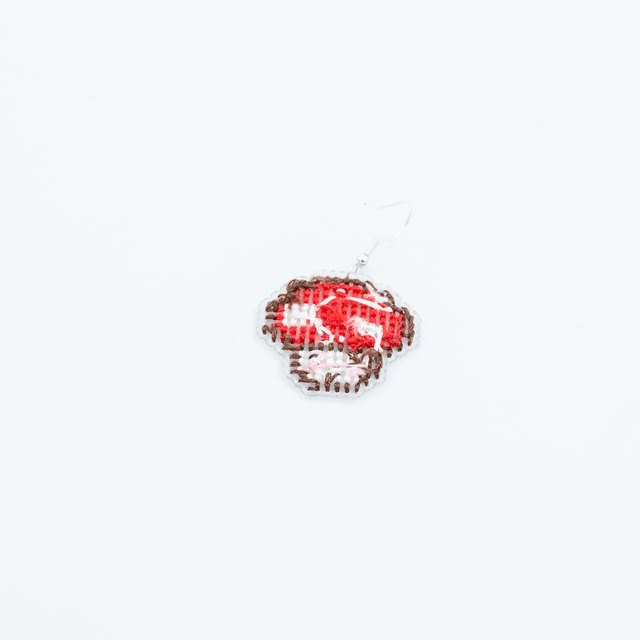 Mushroom - Cross stitch earrings