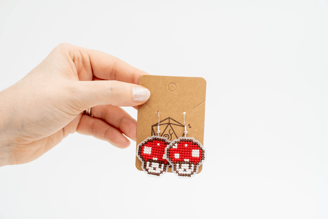 Mushroom - Cross stitch earrings
