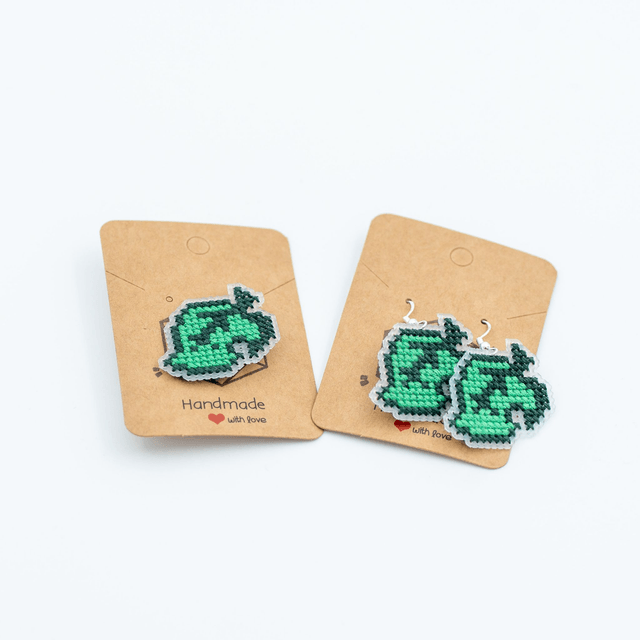 Leaf - Cross stitch earrings