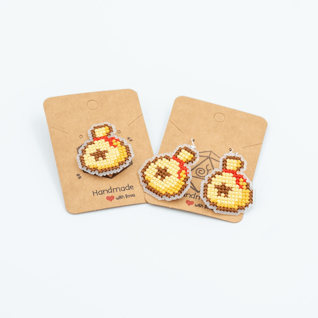 Bell Bag - Cross stitch earrings 
