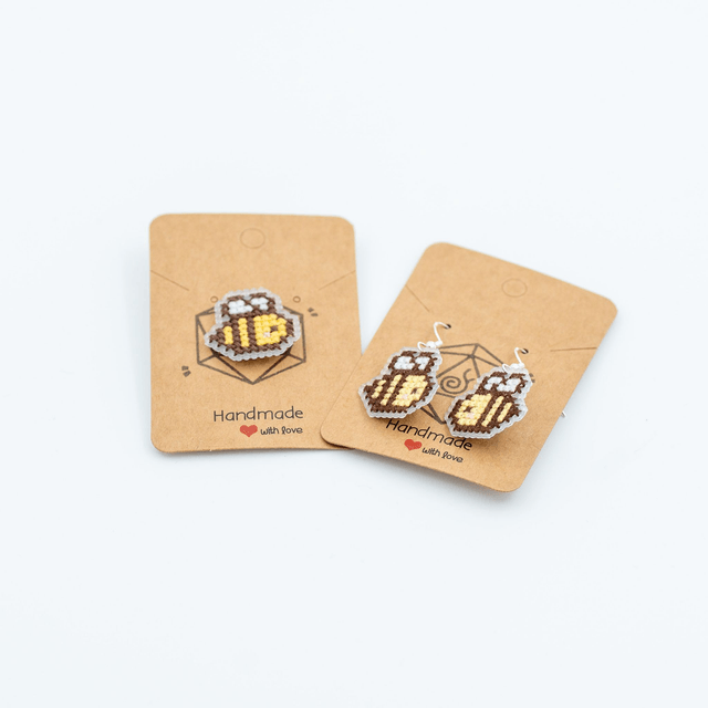 Bee - Cross stitch earrings