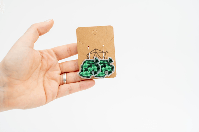 Leaf - Cross stitch earrings