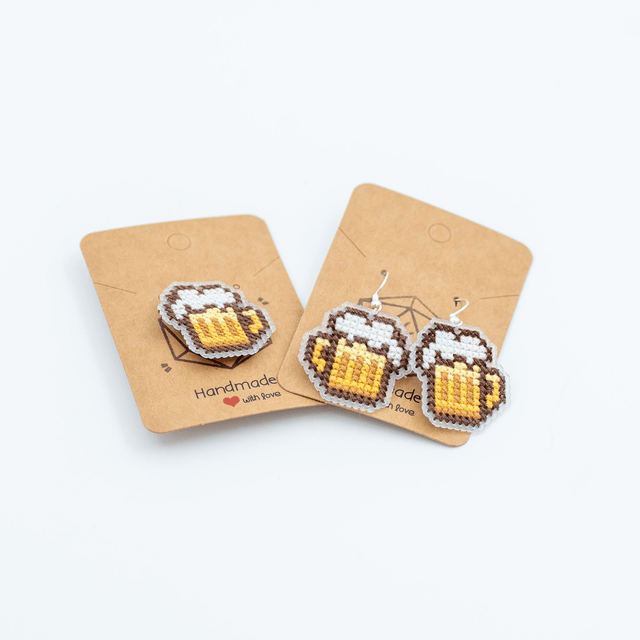 Beer - Cross stitch earrings