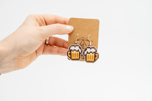 Beer - Cross stitch earrings